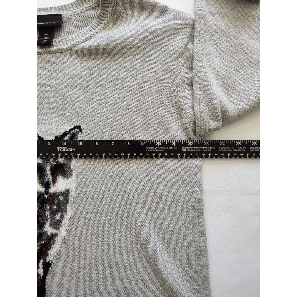 Lane Bryant Gray Animal Print Tight-Knit Crew Neck Fox Pullover Sweater 18 - Picture 6 of 11